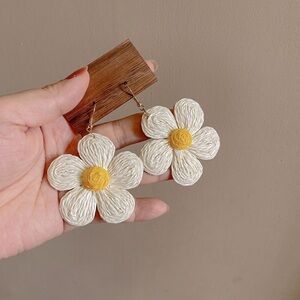 Elegant Cream and Yellow Flower Earrings